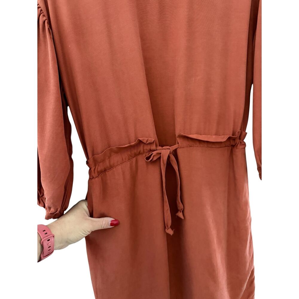 Eve Gravel Sonora Cinch Waist Dress Burnt Orange Pockets Size Small - Picture 9 of 13